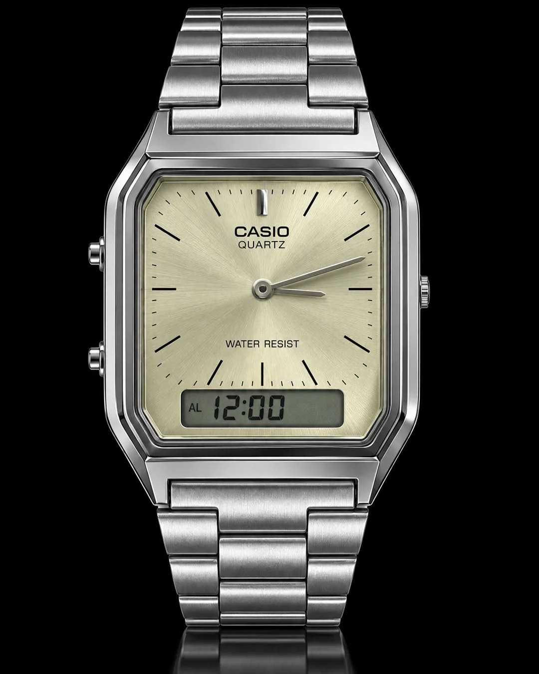 Casio AQ-230A-9A · Analógico digital champaña