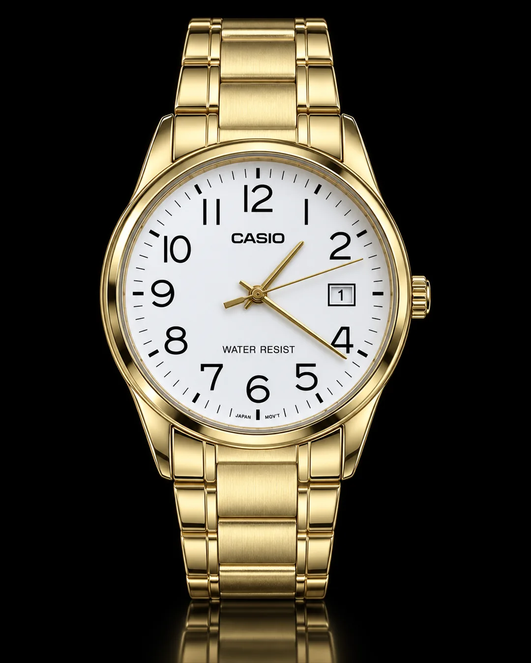 Casio MTP-V002G-7B2 · Dorado con esfera blanca