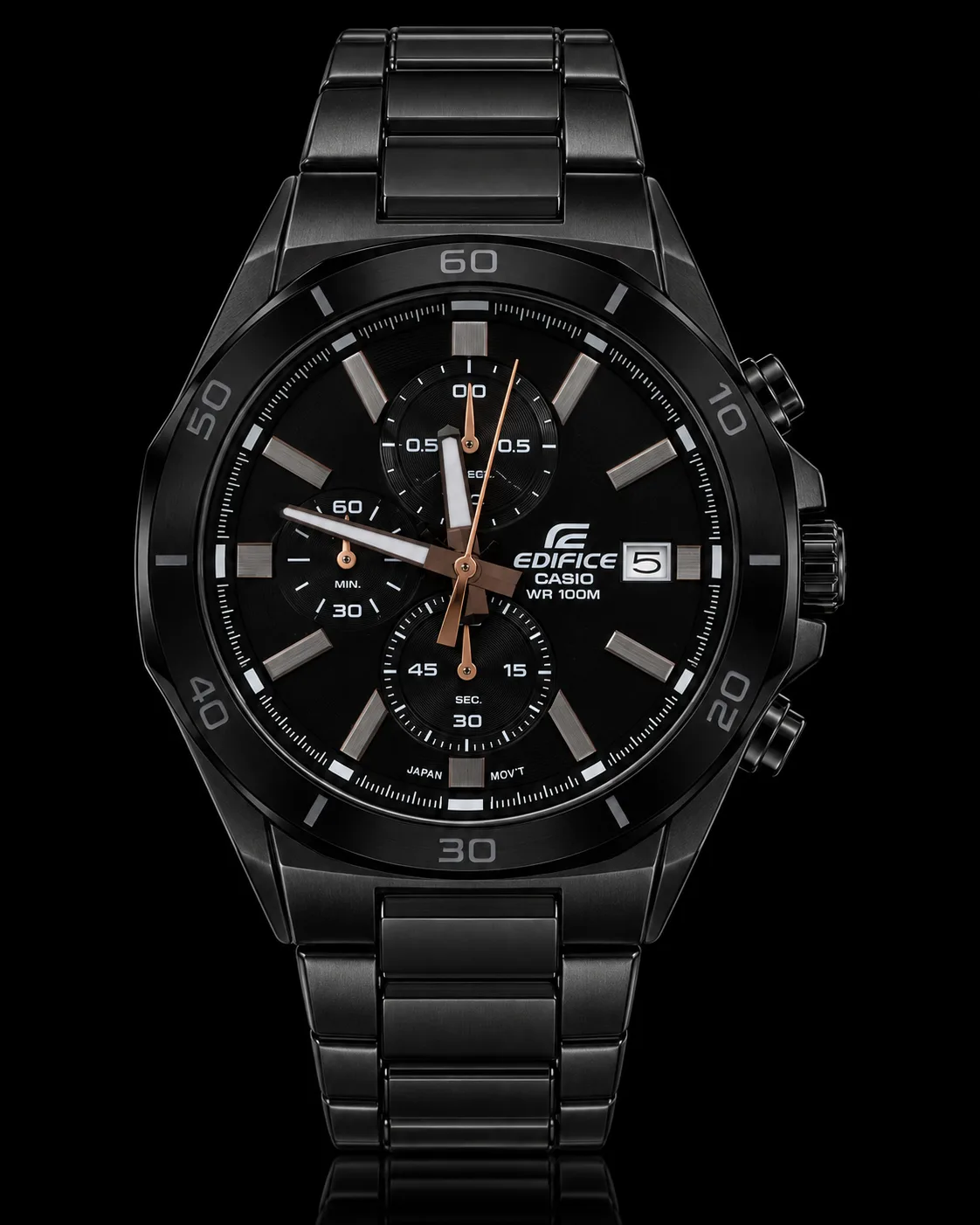 Casio Edifice · Negro con detalles cobrizos