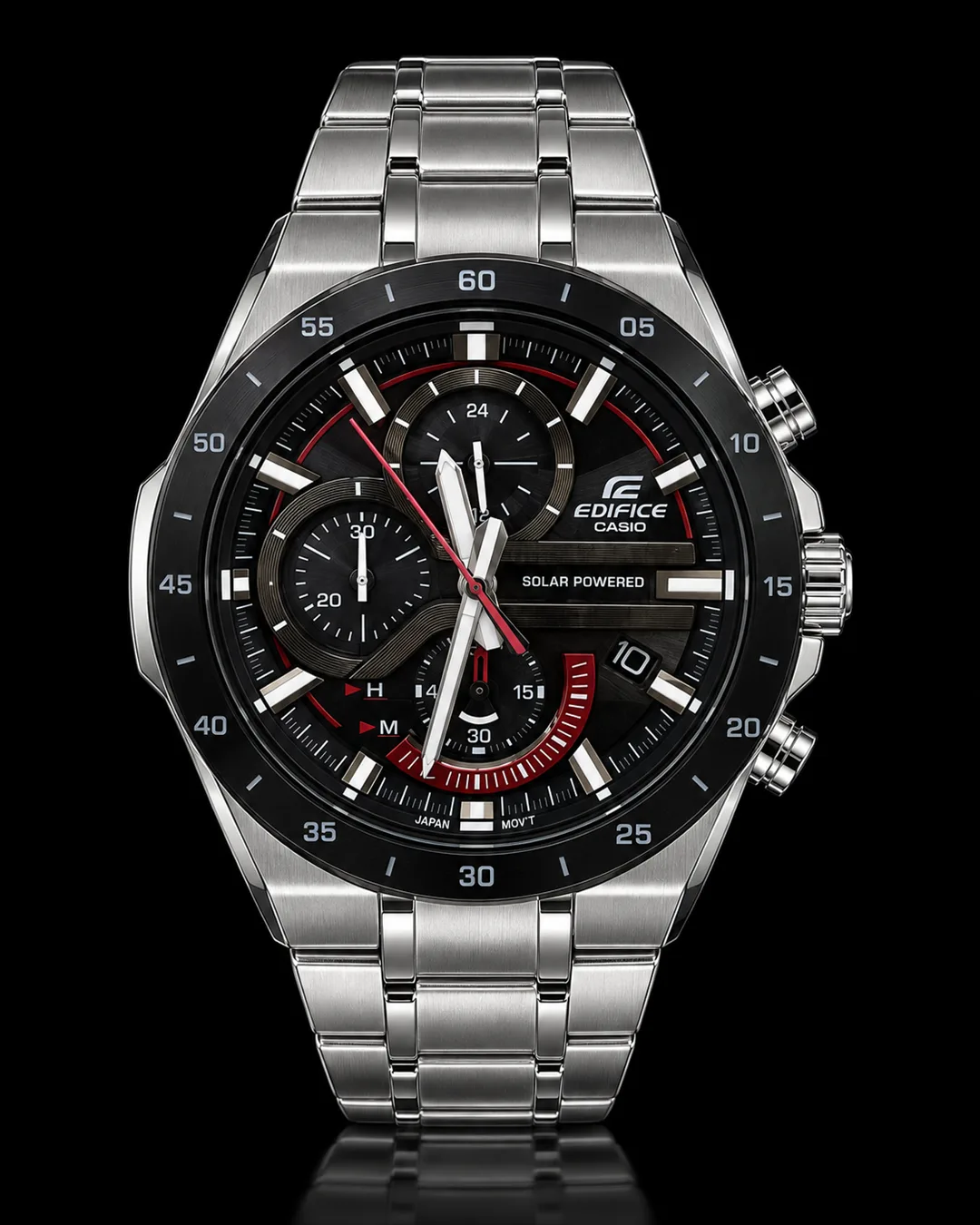Casio Edifice · Negro con detalles rojos