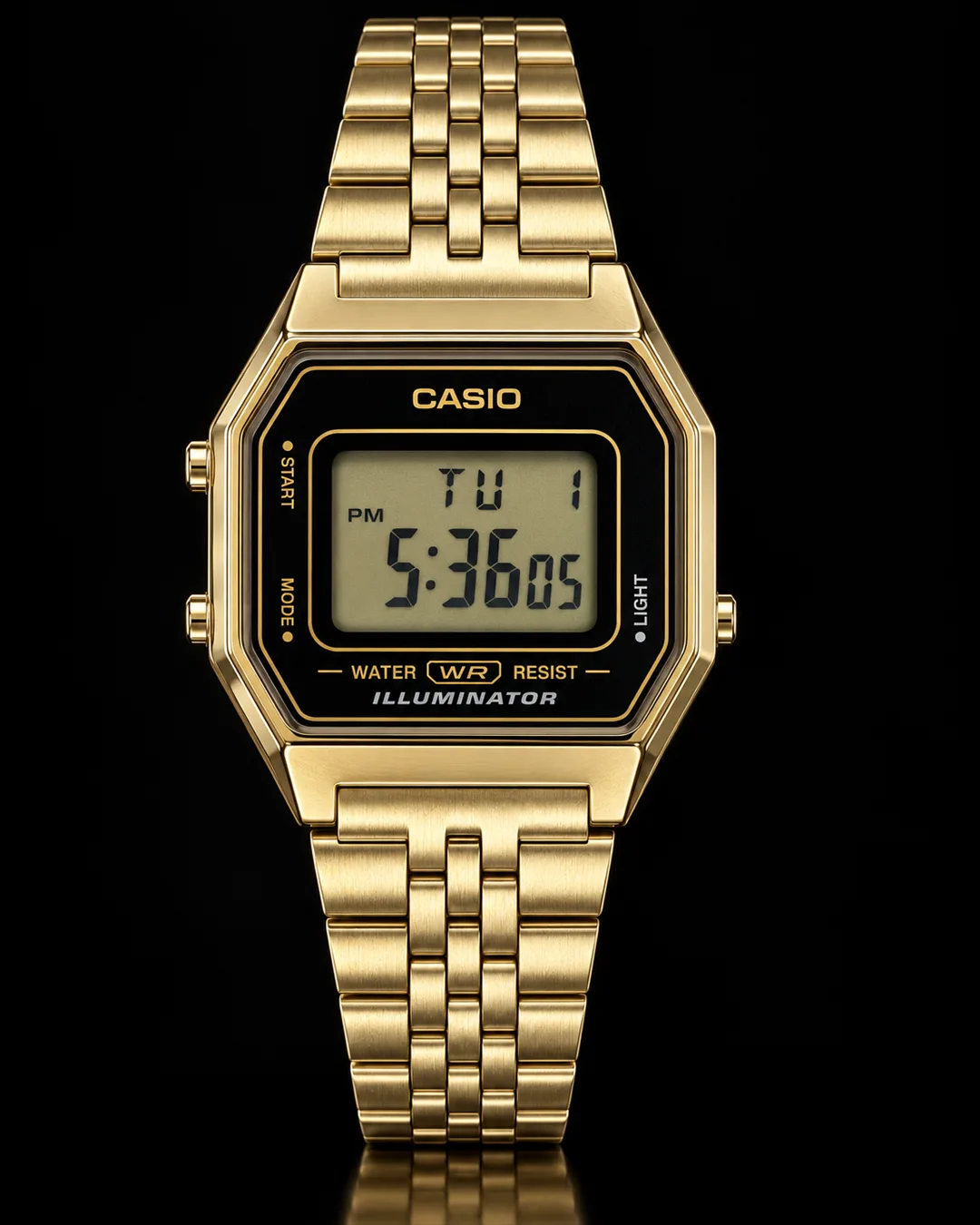 Casio LA680WGA-1 · Digital dorado Illuminator