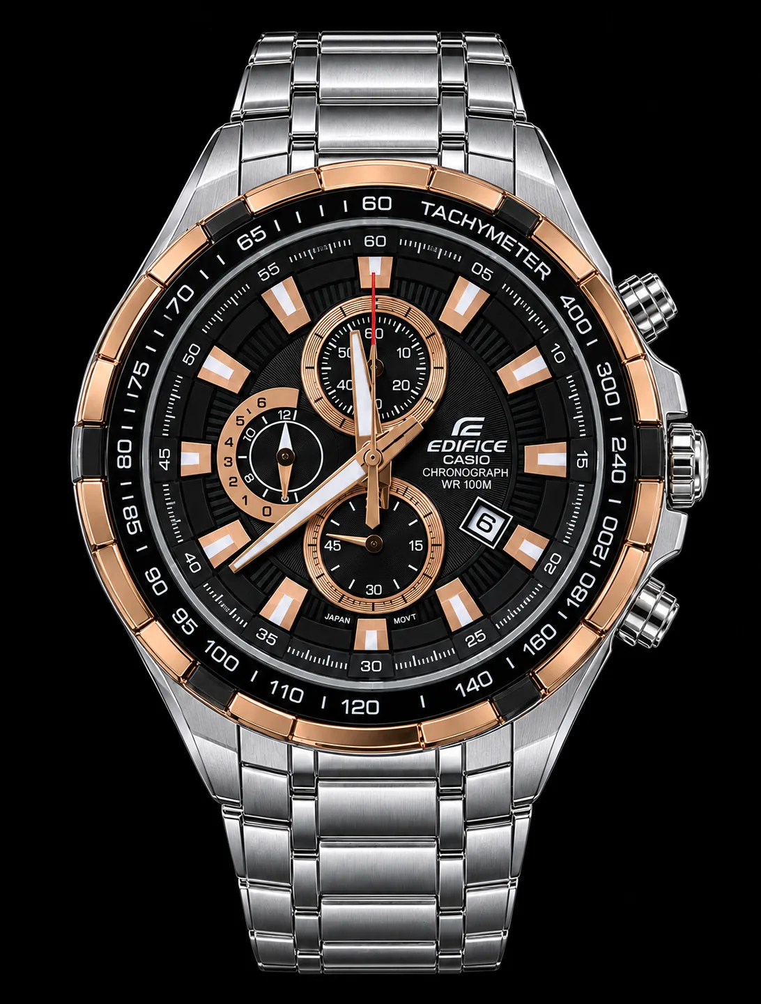 Casio Edifice EF-539D-1A5V · Negro y oro rosa