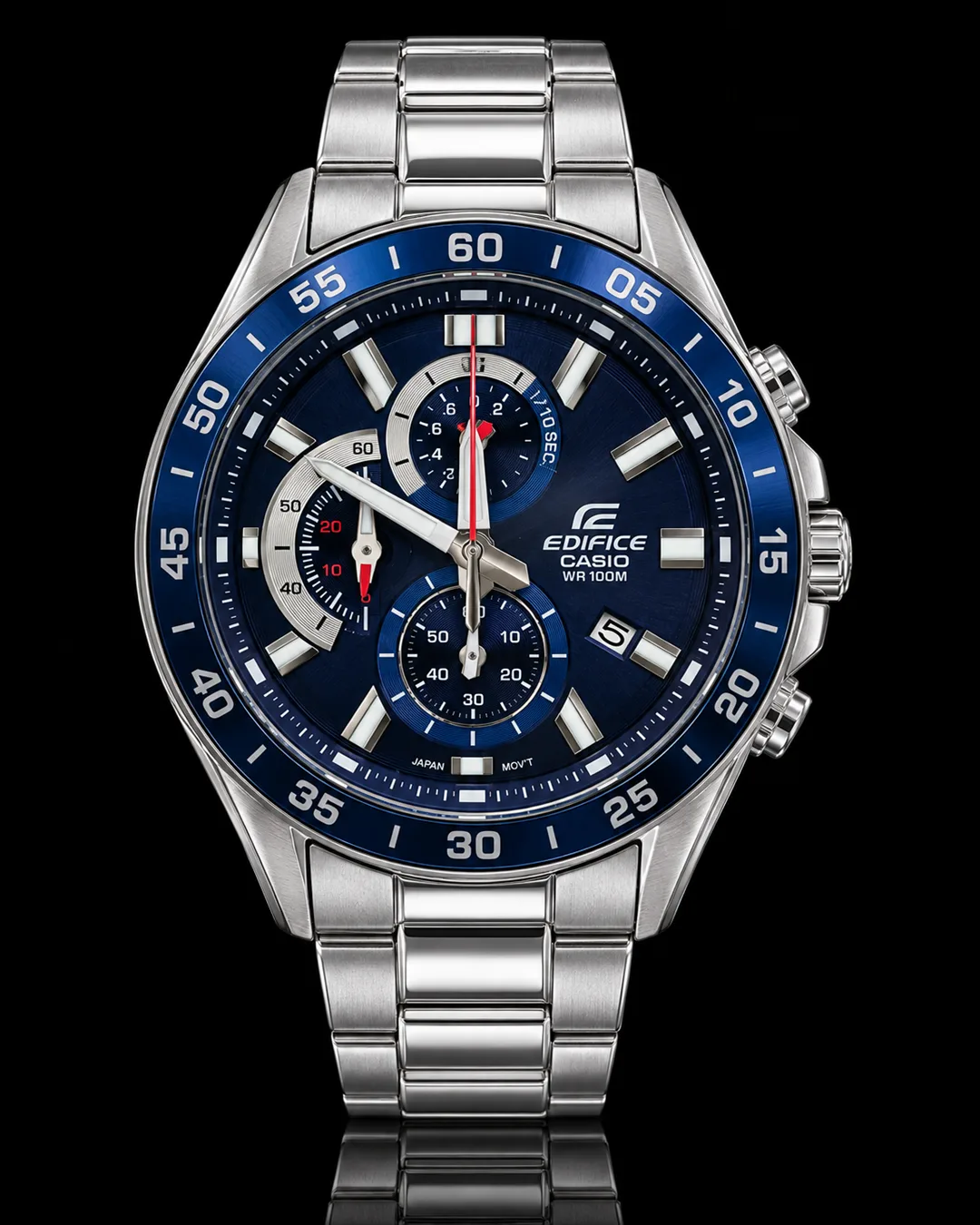 Casio Edifice · Azul con acentos rojos