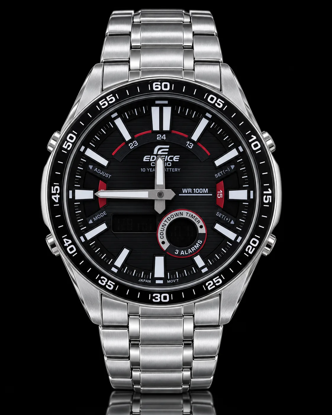 Casio Edifice EFV-C100D-1AV · Analógico digital negro y rojo