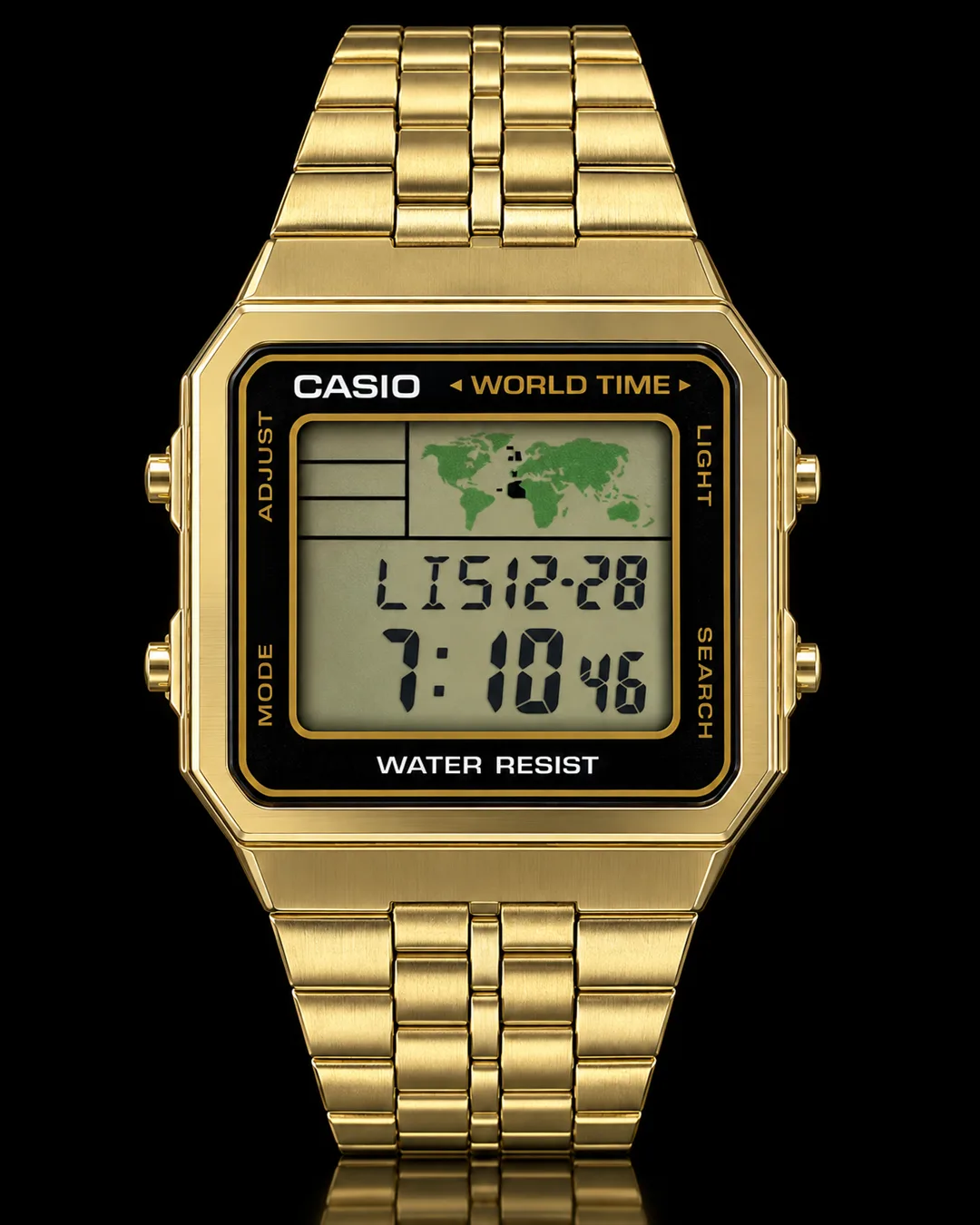 Casio A500WGA-1 · World Time dorado