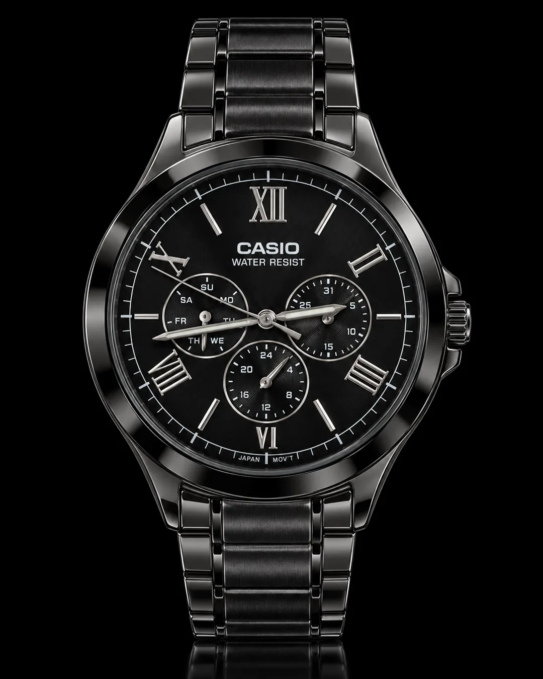 Casio MTP-V300B-1A · Negro con números romanos