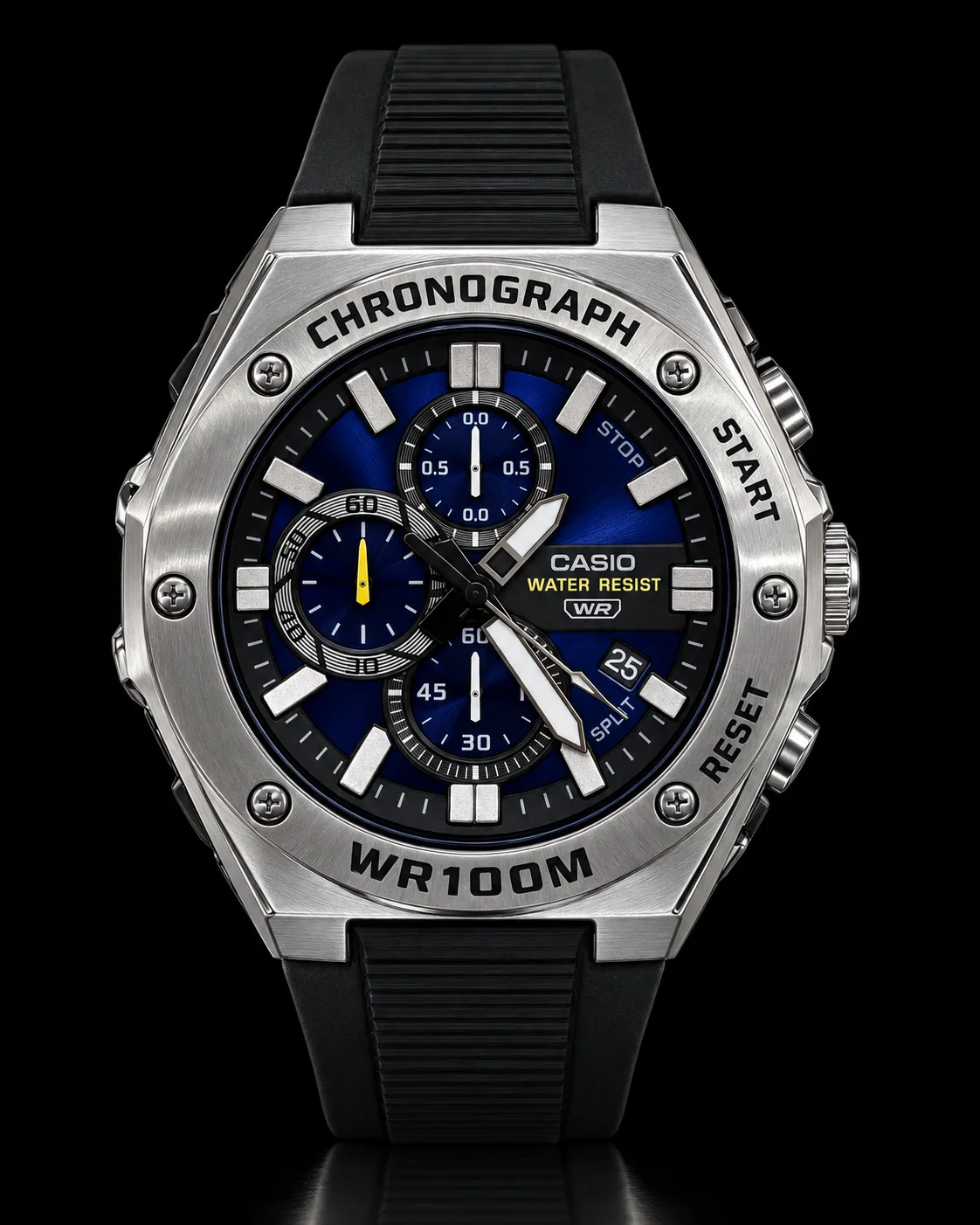 Casio · Esfera azul y correa negra