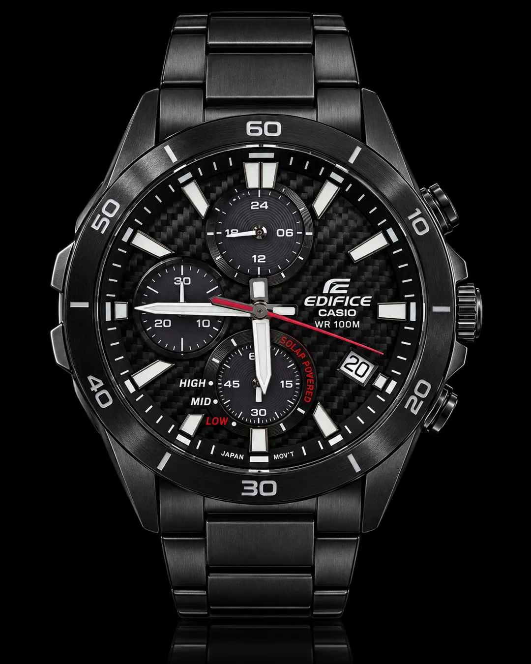 Casio Edifice · Negro con esfera entramada